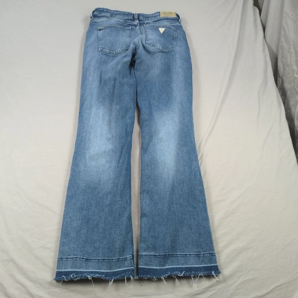 Guess Jeans‎ Womens 31 Blue Sexy Boot Cut Western Cowgirl Faded Casual Frayed
